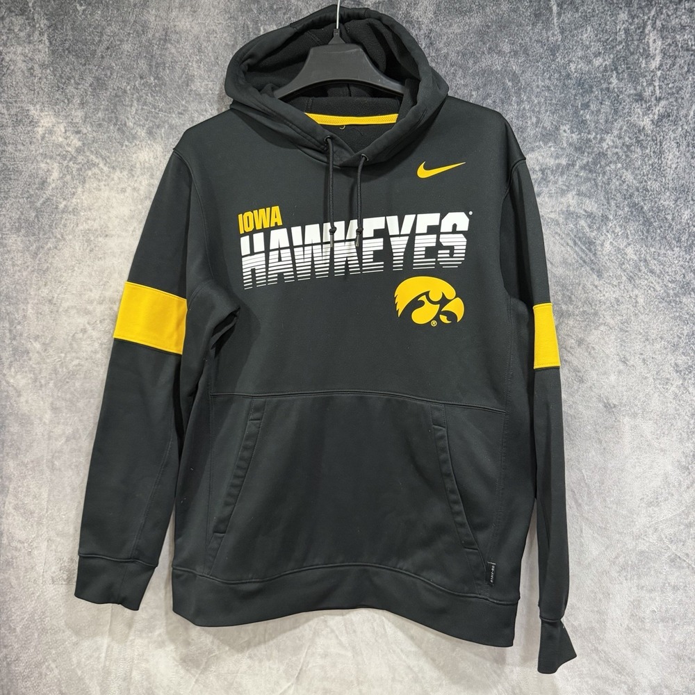 Nike Iowa Hawkeyes Hoodie Men's M Therma-FIT On Field Black Yellow